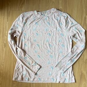 Djerf Avenue Pale Pink Long Sleeve Tee with Aqua Floral